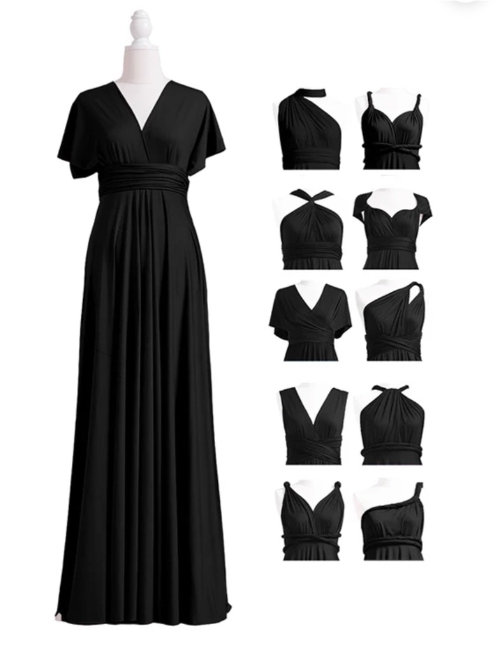 Convertible Black Women's Maxi Dress - Versatile Multiway Style